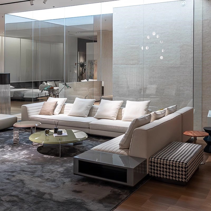 HEISHE Rodolfo罗杰沙发客厅意式极简别墅大户型转角真皮沙发组合