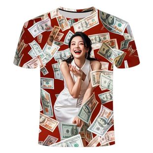 钞能力系列男士 3d印花T恤衫 时尚 休闲个性 2025夏季 圆领短袖 爆款