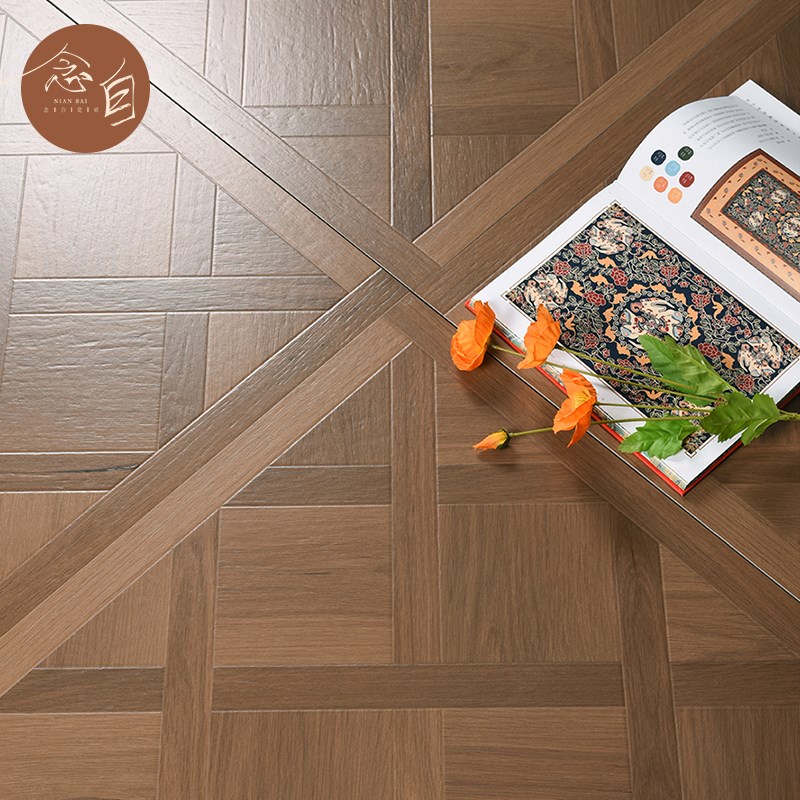 广东木纹砖中古风法式拼花地砖80X80仿原木瓷Q砖客厅卧室餐厅书房