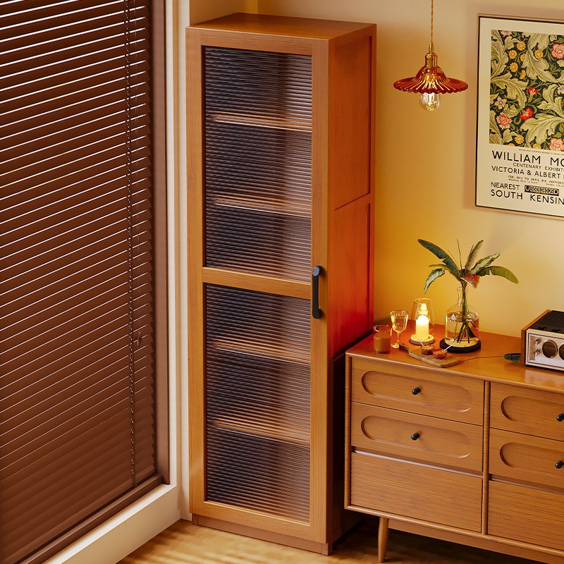 书架置物架落地书柜储物柜一体靠墙简易家用多层防V尘带门收纳柜