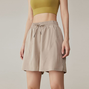 健身运动2025女速干夏季高腰宽松薄款羽毛球裤五分裤瑜伽短裤中裤