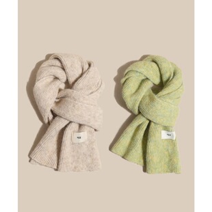 韩国egg马海毛夹花围巾女冬季软糯毛线针织保暖加厚围脖学生潮ins