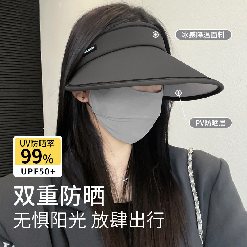 UPF50+折叠帽子防晒2024新款夏季大檐遮脸女款防紫外线空顶遮阳帽