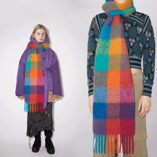 桐庐韩版格子围巾新款仿羊绒马海毛秋冬季女士保暖披肩