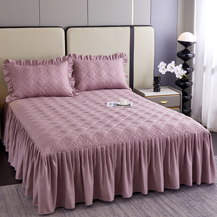 床罩单件纯色床围裙床套三件套四季 A类大豆夹棉床裙式 通用保护套