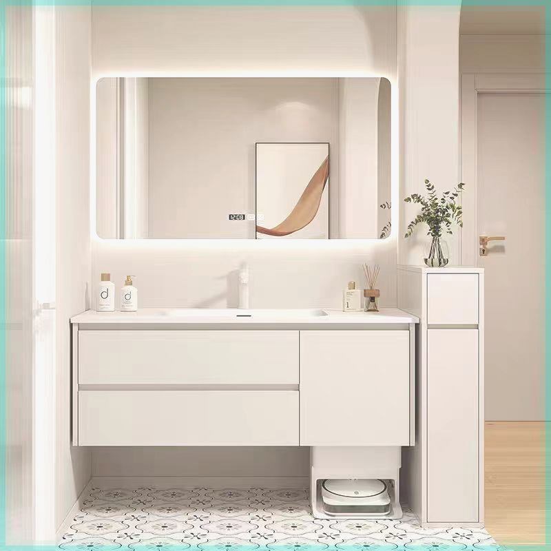 一体陶瓷盆浴室柜66CM76厘米86/96/106/116扫地机器人基站洗漱台