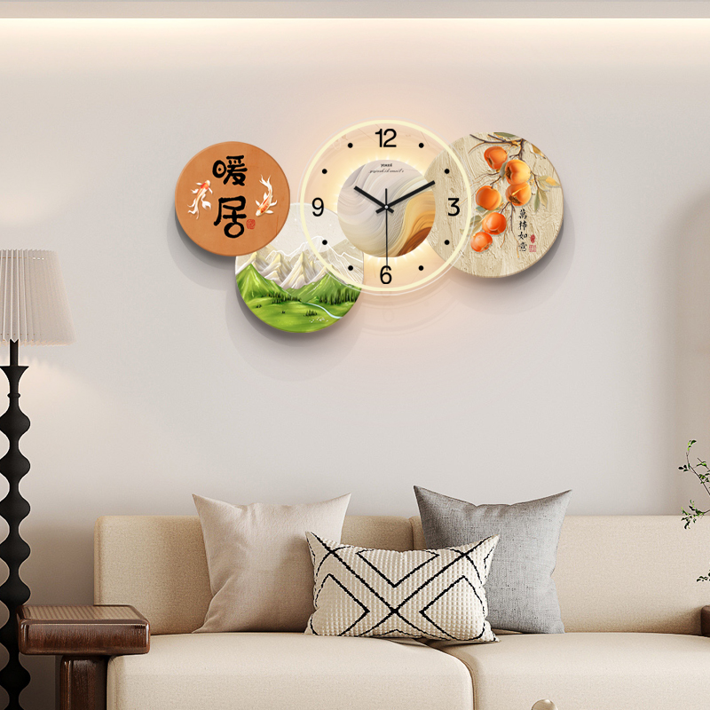 客厅钟表挂钟2024新款网红餐y厅现代简约家用时尚创意时钟挂墙带