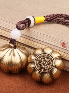 黄铜胜算在握手把件创意把玩装饰摆E件大蒜复古转转金属工艺品车