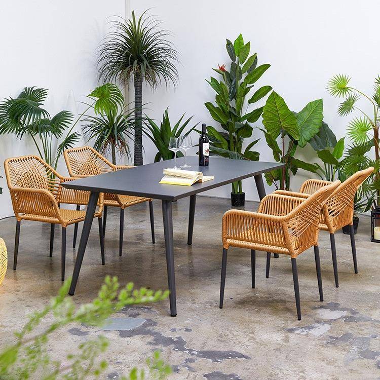 户外藤编桌椅别墅庭院露台休闲藤椅花园简约阳光房防水防晒藤桌椅