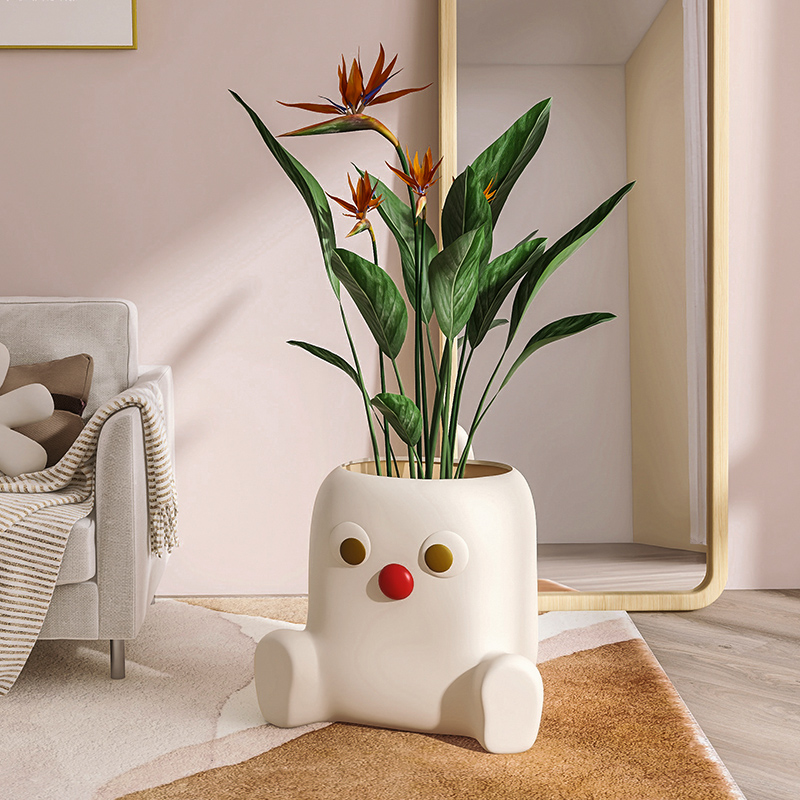 落地大型沙发边的养绿植家居装饰现代陶瓷创意地面大花瓶