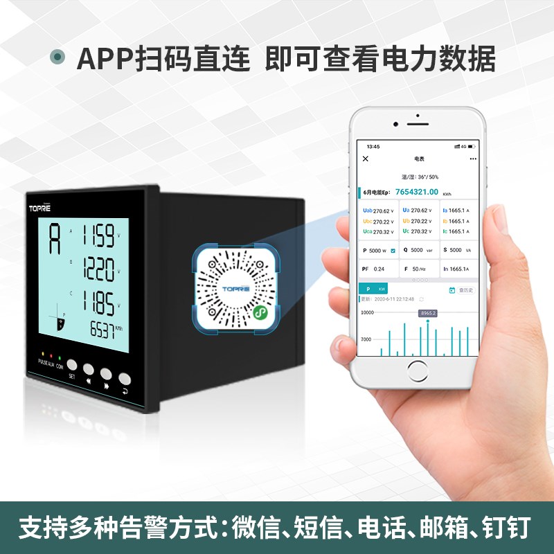 拓普瑞TP613 TP613C三相智能电力仪表工业电度表TP613CBV4/613CB
