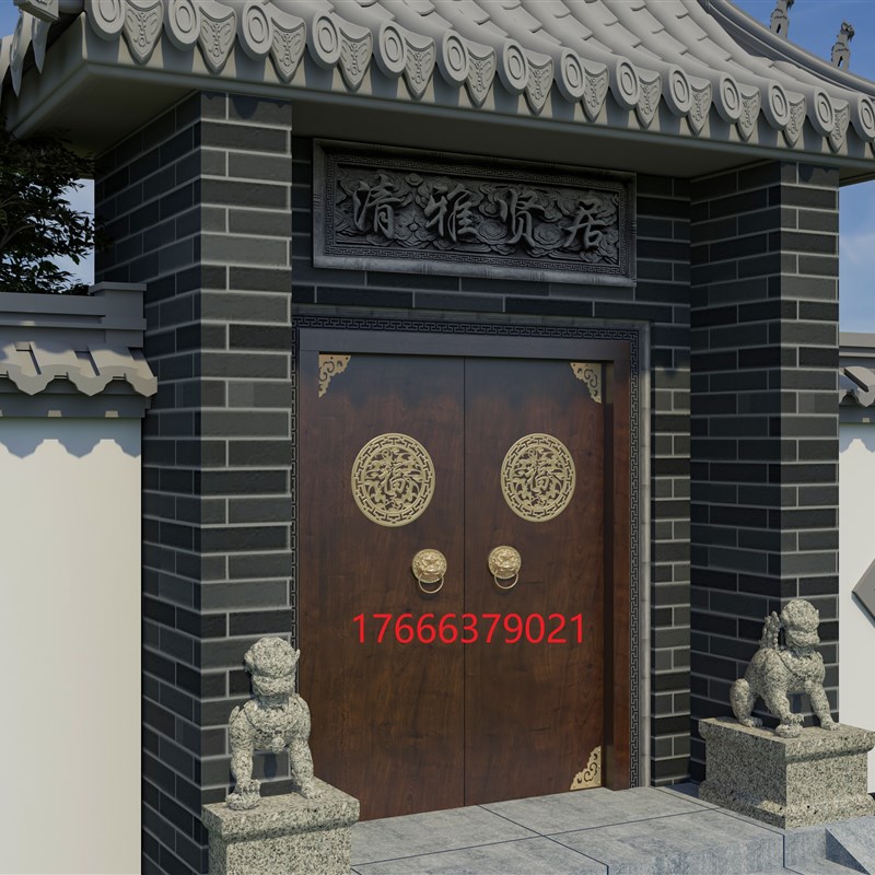 中式实木门仿古原木进户门庭院双开大门农村祠堂大门自建房对开门