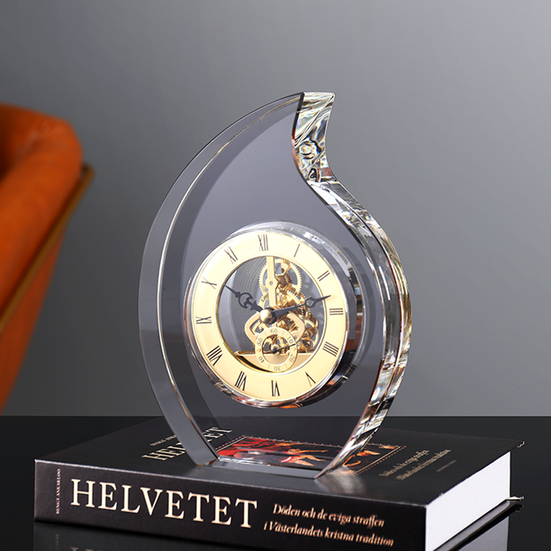 高档水晶座钟家用台式坐钟客厅时尚空气钟表仿机械桌面摆放式