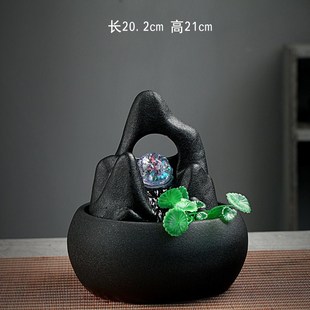 陶瓷流水摆件循环水办公室桌面茶几水景喷泉乔迁开业礼品 新中式