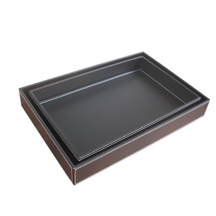 盘子托盘茶盘欧式仿皮纹塑料长方形托盘餐盘水杯盘创意客房盘
