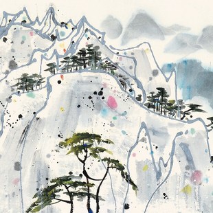 O 画吴冠中装饰画 现代抽象艺术画办公室国画新挂画