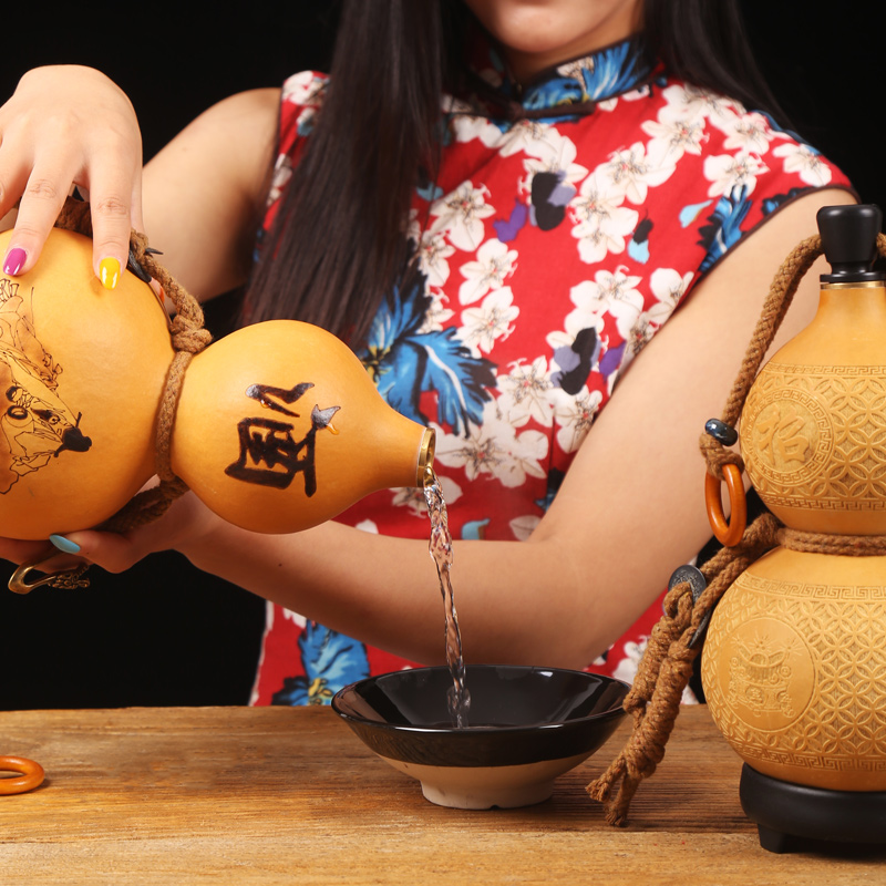 酒葫芦装酒可装热水古风葫芦酒瓶道具摆件挂件水杯小葫芦酒壶