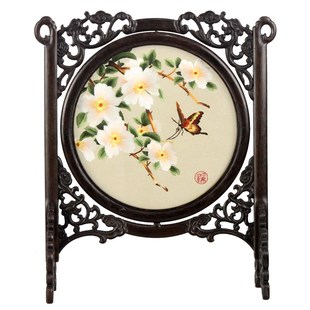 伊飞湘绣客厅书房家居装饰手工刺绣面绣台屏档特色礼品