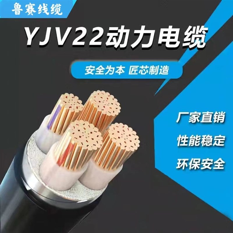 电缆线铜芯三相四五线2芯x10 1   平方阻燃YJV22铠装C