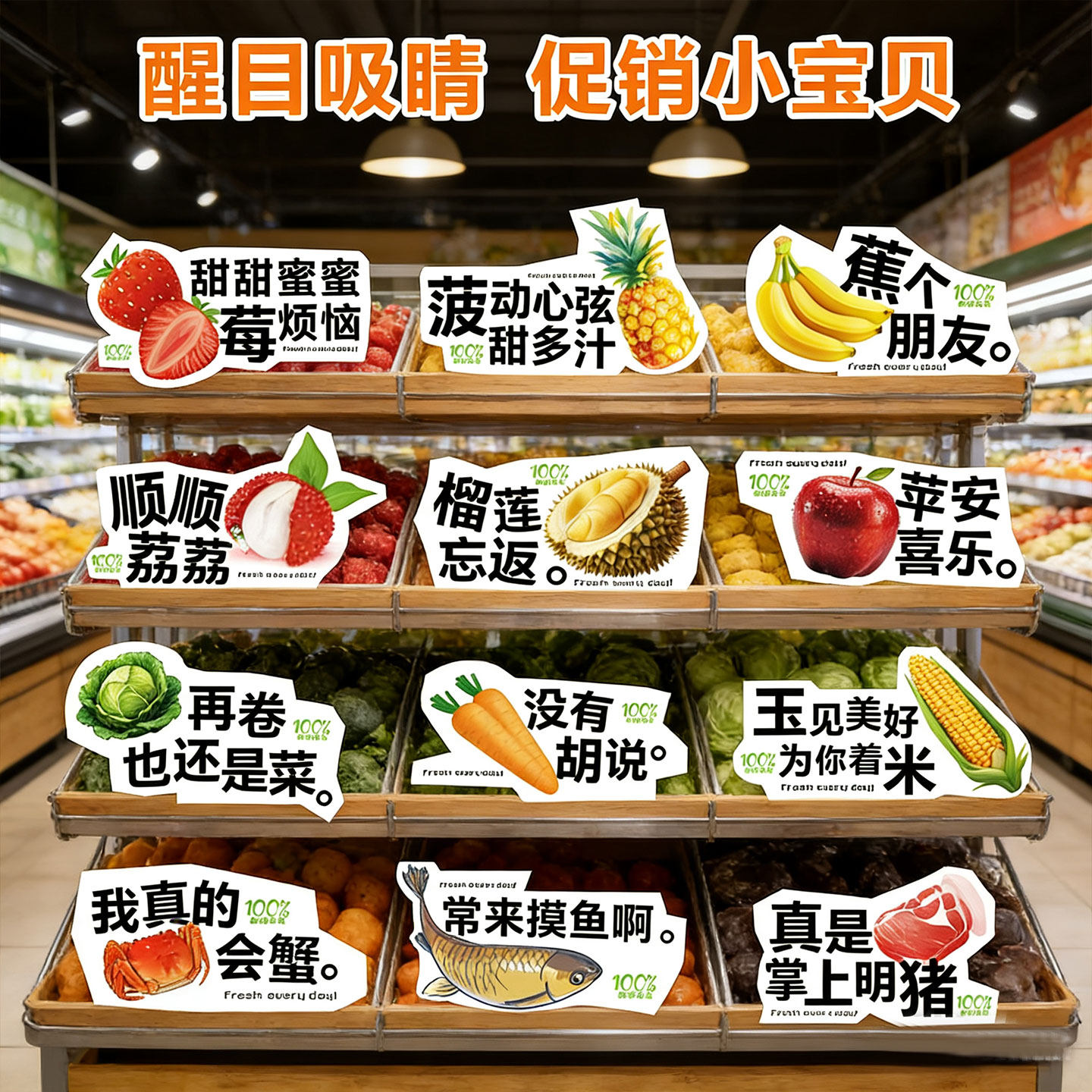 生鲜蔬菜创意文案陈列布置造型KT板商超陈列超市蔬菜水果标牌定制,节庆用品/礼品,装扮布置套餐,淘宝优惠券,粉丝福利购,淘宝优惠卷