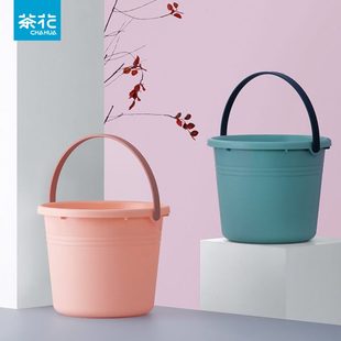 长促茶花手提水桶家用加厚塑料洗衣桶储水用桶洗车圆桶桶洗衣桶拖