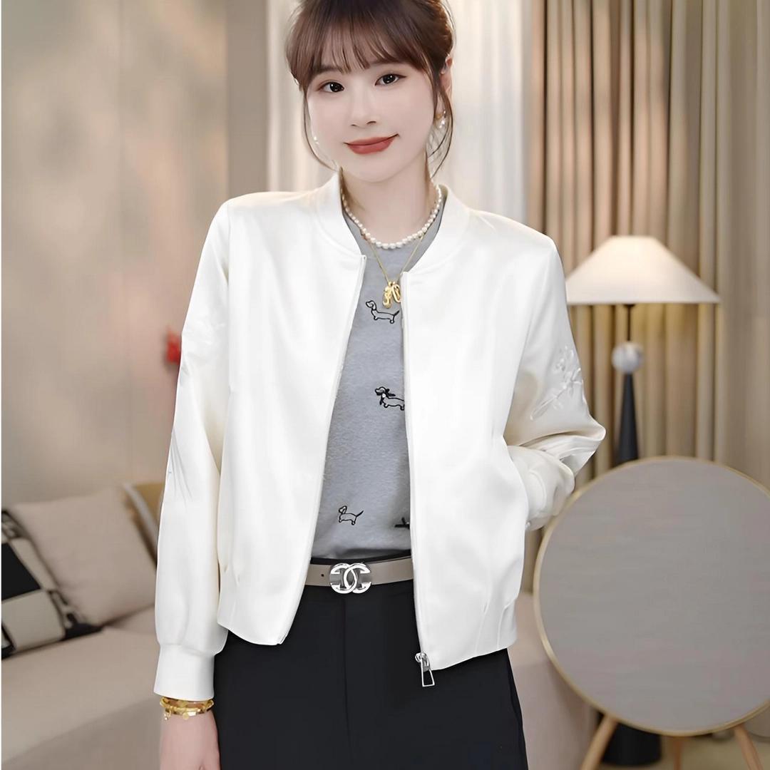 精工刺绣微光缎2026春秋新款韩版棒球服外套女气质小个子夹克上衣
