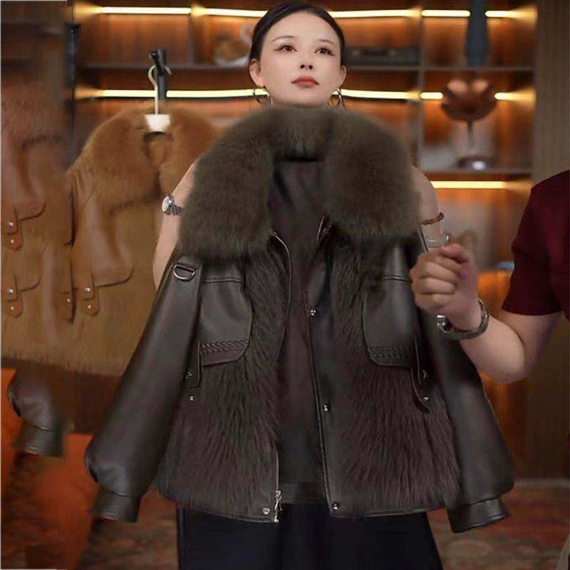 皮衣外套女2026秋冬新款海宁皮草外套女冬天加棉仿狐狸毛气质上衣