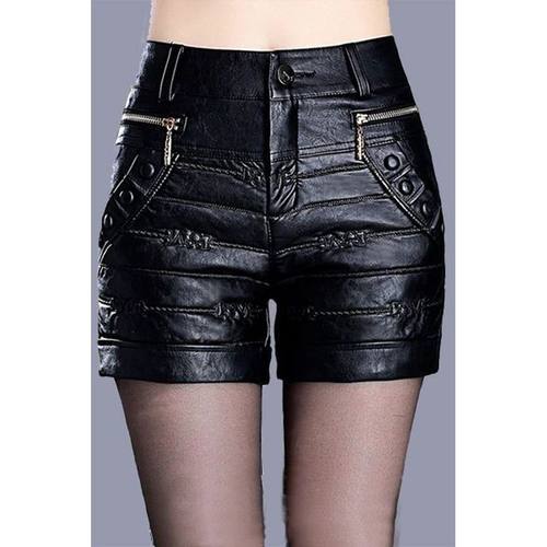 夹棉皮短裤秋冬外穿配靴子2025新款高腰洋气皮靴裤冬季保暖皮裤子