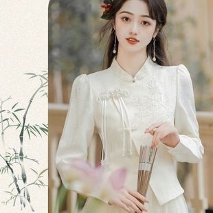 2025新中式旗袍改良年轻款少女秋季国风高级感套装礼服上衣