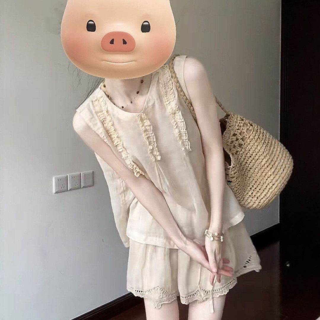 花边背心短裙两件套夏季夏天套装2026超火穿搭一整套独特漂亮绝美