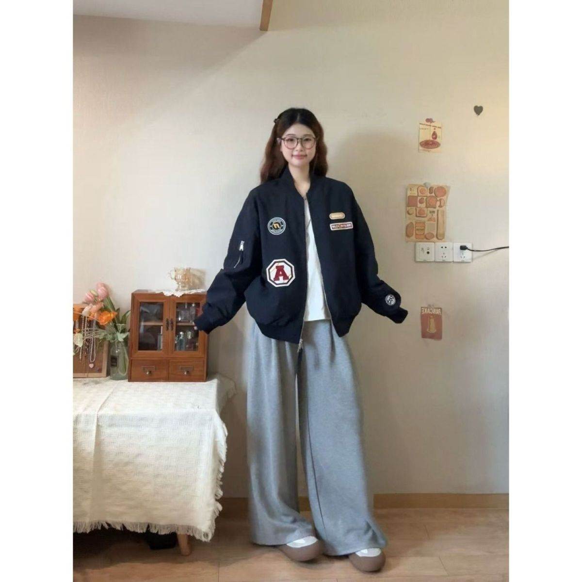 潮牌轻奢美式徽章刺绣飞行员夹克男女复古工装机能棒球宽松外套
