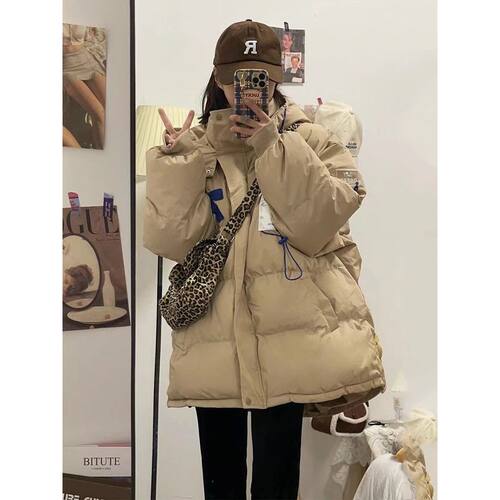 冬季棉衣加厚羽绒棉服设计感女慵懒风面包服女生小众带帽外套宽松