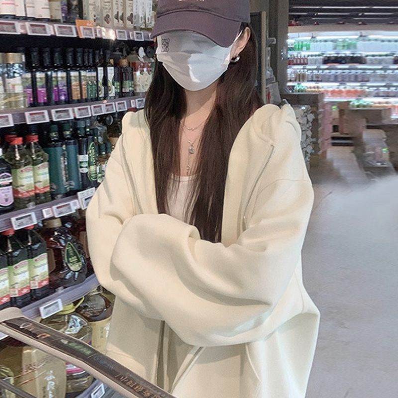灰色卫衣女秋春季加绒小个子慵懒风2026新款休闲外套开衫连帽上衣