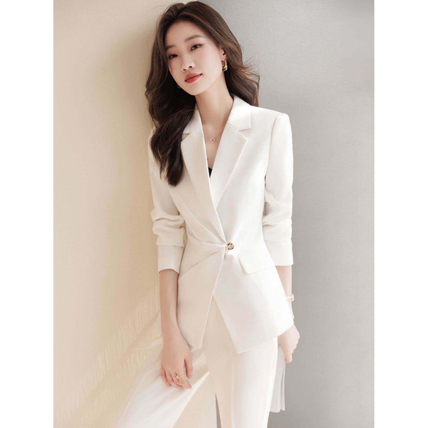 白色西装套装女2026新款通勤气质高级感小香风酒店大堂经理工作服