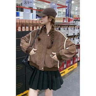 设计感小众高级感小个子咖色棒球服女2025春爆款超好看夹克外套ch