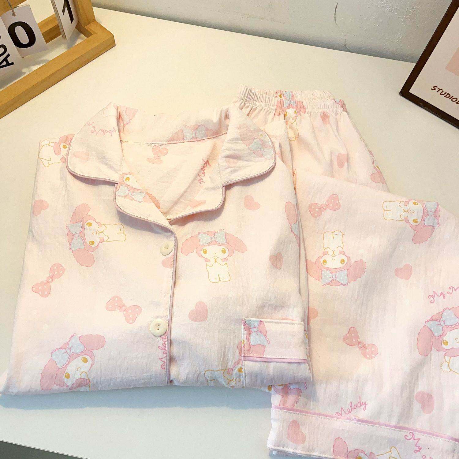 可爱少女美乐蒂长袖睡衣女春春季可外穿云朵棉抗菌吸湿宽松家居服