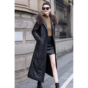 清仓正品海宁皮衣新款羽绒棉服过膝长款加厚皮大衣外套皮衣女