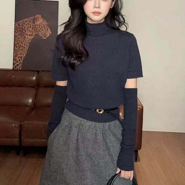 直销网红爆款套头打底袖套毛衣女初早秋冬季新款内搭针织衫上衣