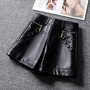 2025秋冬新款配靴子的皮短裤女外穿高腰直筒显瘦百搭打底pu皮靴裤