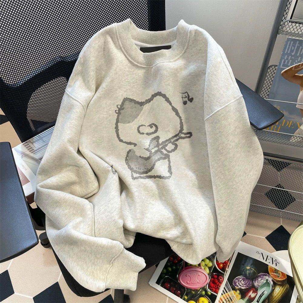 新款美式街头嘻哈圆领棉卫衣男女春夏新款宽松百搭学生慵懒风