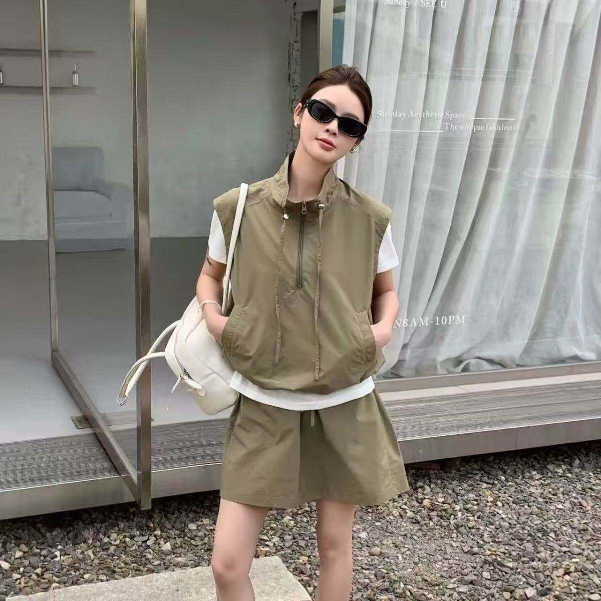 假两件马甲短袖恤套装女套裙2026夏季宽松休闲半身裙短裙两件套