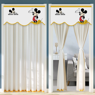 网红纱帘布艺家用卧室空调隔断空调挡风帘 免打孔蕾丝门帘防蚊夏季