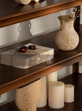 侘寂风壁龛开放格摆件民宿中古风书柜房间布置设计师搭配软装饰品