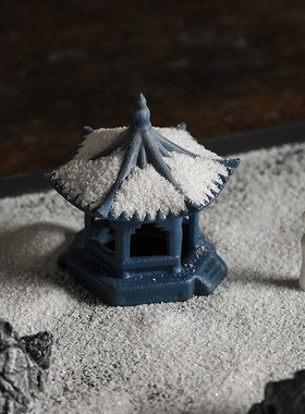 新中式创意沙盘雪山枯山水造景玄关酒柜办公室禅意假山装饰品摆件