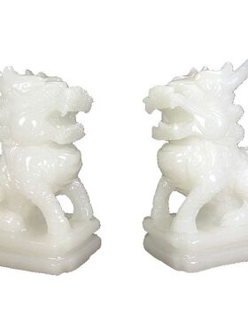 天然玉石麒麟手工雕刻招财镇宅送子玄关客厅窗台摆件汗白玉坐麒麟