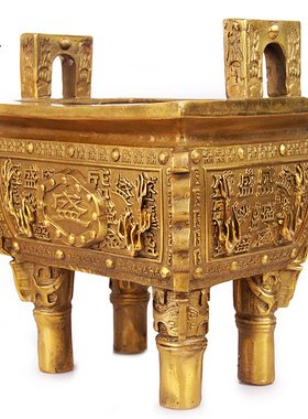 天御阁铜鼎盛千秋摆件工艺品方鼎香炉办公桌装饰品公司开业礼品