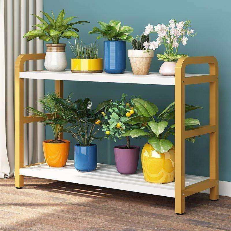 阳台花架子置物架落地式铁艺花盆花架子可移动带轮多层室内室外