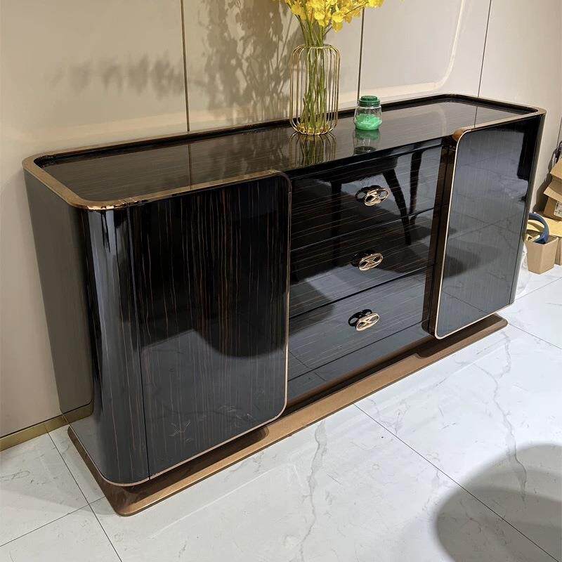 意式轻奢餐边柜港式后现代玄关柜餐厅储物柜极简实木高档整装家具