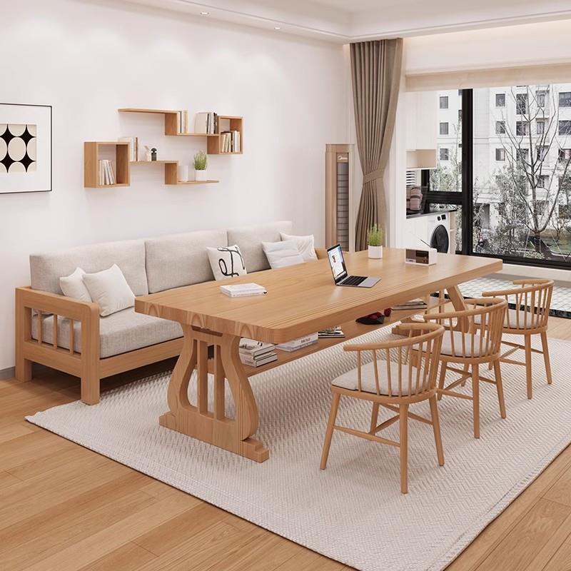 实木大长书桌去客厅化沙发双人学习桌书法桌简约大板桌工作台