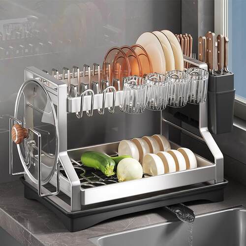 不锈钢厨房置物架碗碟碗盘沥水架多功能放碗架碗筷收纳盒碗架